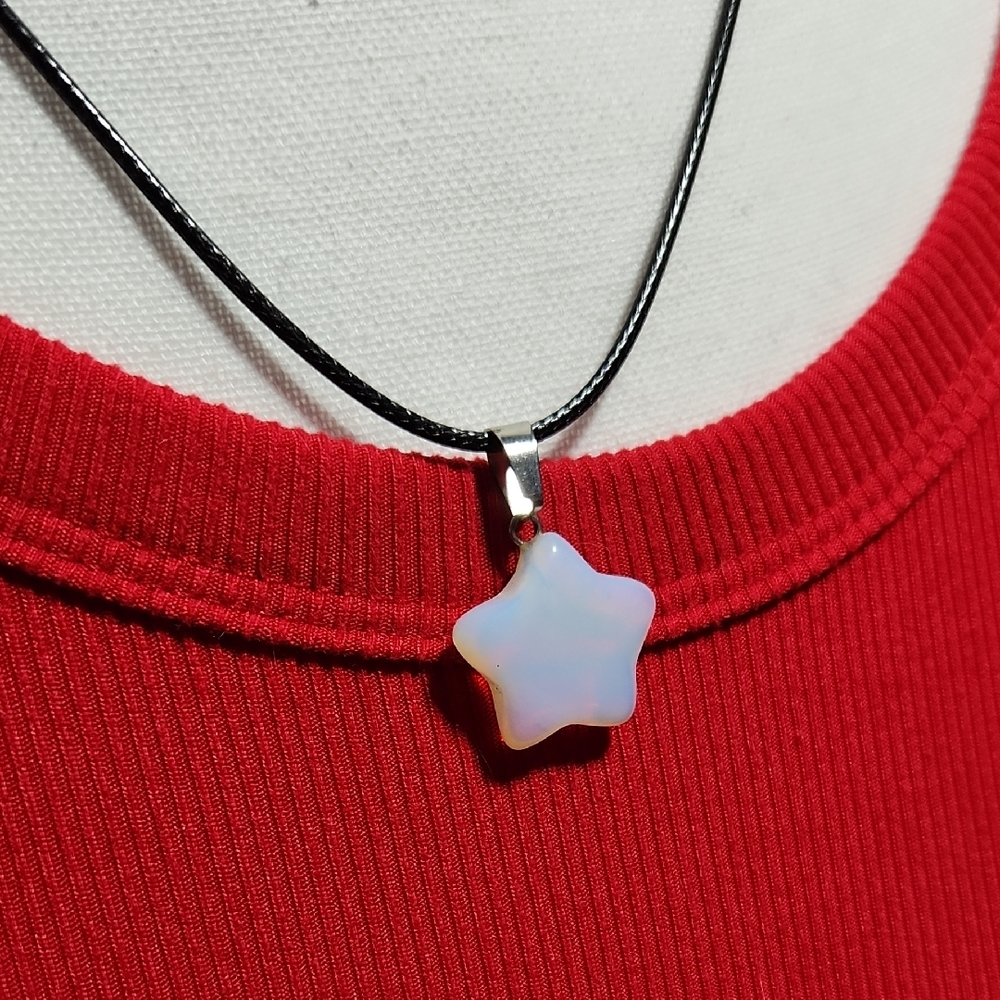 Star Pendant Necklace with Opalescent Charm